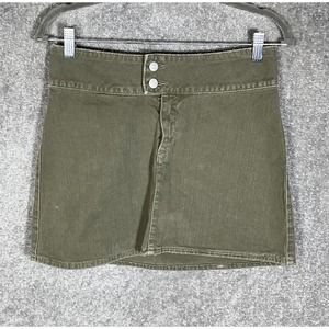 Paper Denim & Cloth Denim Skirt‎ Womens Size 27 Distressing Olive Green-Brown